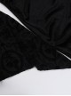 Sexy Black Slim Fit Flocking Stitching Slightly Transparent Plant Mesh Pattern Chest Red Embroidery Embellishment Gothic Style Long Sleeved Dress
