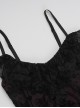 Sexy Black And Red Flocking Splicing Plant Mesh Fabric Gothic Style Suspender Sleeveless Dress