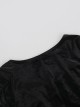 Elegant Black Velvet Stitching Micro Transparent Flocking Long Sleeved Front Chest Bat Pendant Decoration Gothic Style Retro Dress