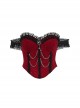 Red Elegant Glitter One Shoulder With Lace Lace Front Chain Decoration Gothic Style Sleeveless Vest