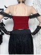 Red Elegant Glitter One Shoulder With Lace Lace Front Chain Decoration Gothic Style Sleeveless Vest