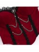 Red Elegant Glitter One Shoulder With Lace Lace Front Chain Decoration Gothic Style Sleeveless Vest