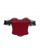 Red Elegant Glitter One Shoulder With Lace Lace Front Chain Decoration Gothic Style Sleeveless Vest