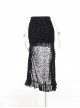 Black Sexy Slightly Transparent Jacquard Fabric With Irregular Hem Gothic Style Skirt