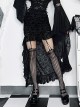 Black Sexy Slightly Transparent Jacquard Fabric With Irregular Hem Gothic Style Skirt