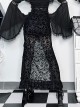 Black Sexy Slightly Transparent Jacquard Fabric With Irregular Hem Gothic Style Skirt