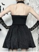 Halloween Elegant Black Lace Splicing Woven Waist Tie Decoration Gothic Style Sleeveless Dress