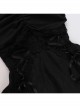 Halloween Elegant Black Lace Splicing Woven Waist Tie Decoration Gothic Style Sleeveless Dress
