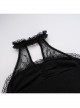 Halloween Elegant Black Lace Splicing Woven Waist Tie Decoration Gothic Style Sleeveless Dress