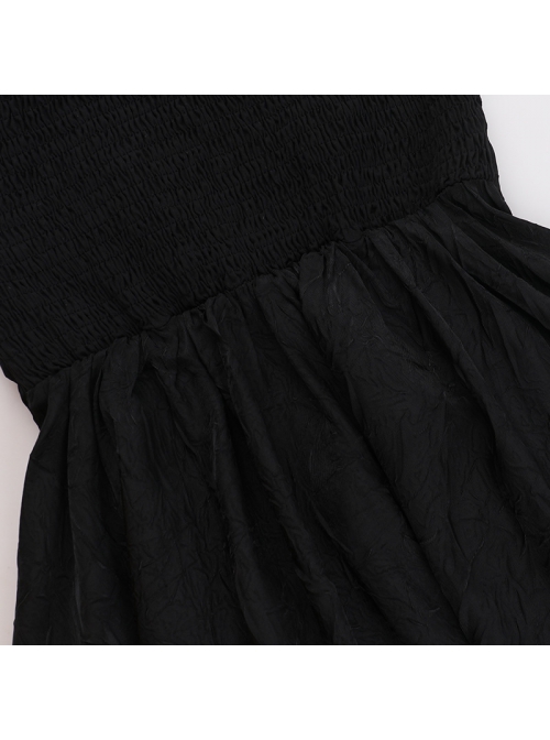 Halloween Elegant Black Lace Splicing Woven Waist Tie Decoration Gothic Style Sleeveless Dress