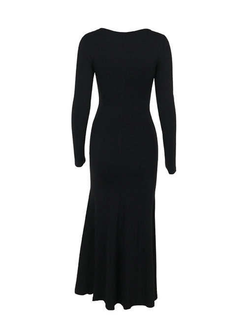 Christmas Black Gorgeous Woven Front Red Lace Up Gothic Style Long Sleeve Dress