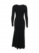 Christmas Black Gorgeous Woven Front Red Lace Up Gothic Style Long Sleeve Dress