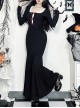 Christmas Black Gorgeous Woven Front Red Lace Up Gothic Style Long Sleeve Dress
