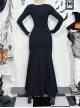 Christmas Black Gorgeous Woven Front Red Lace Up Gothic Style Long Sleeve Dress