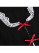 Christmas Black Gorgeous Woven Front Red Lace Up Gothic Style Long Sleeve Dress
