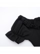 Black Casual Sexy Deep V Neck With Pleated Lace Design Gothic Style Solid Color Short Sleeved Dress