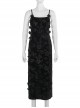 Halloween Sexy Slit Black Embossed Velvet Fabric With Flower Ribbon Decoration Gothic Style Sleeveless Suspender Dress