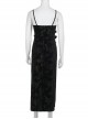 Halloween Sexy Slit Black Embossed Velvet Fabric With Flower Ribbon Decoration Gothic Style Sleeveless Suspender Dress