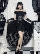 Halloween Elegant Black Lace Fabric With One Shoulder Design Gothic Style Short Sleeved Dress