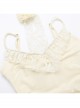 Apricot Gorgeous Lace Splicing Woven Sexy Low-Cut Design With Slit Hem Gothic Style Suspender Sleeveless Dress