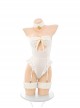 Cream Frosting Cute Pure White Little Sheep Plush Tube Top Ruffle Open Crotch Jumpsuit Sexy Lingerie Set