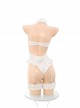 Cream Frosting Cute Pure White Little Sheep Plush Tube Top Ruffle Open Crotch Jumpsuit Sexy Lingerie Set