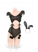 Cute Bunny See-Through Tulle Exposed Buttocks Hollow Detachable Jumpsuit Sexy Lingerie Set