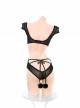 Cute Bunny See-Through Tulle Exposed Buttocks Hollow Detachable Jumpsuit Sexy Lingerie Set