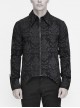 Black Palace Pattern Printing Zipper Sharp Corner Hem Fold-Over Cuff Gothic Shirt