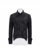 Black Palace Pattern Printing Zipper Sharp Corner Hem Fold-Over Cuff Gothic Shirt