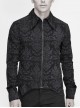 Black Palace Pattern Printing Zipper Sharp Corner Hem Fold-Over Cuff Gothic Shirt