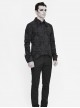 Black Palace Pattern Printing Zipper Sharp Corner Hem Fold-Over Cuff Gothic Shirt