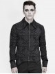Black Palace Pattern Printing Zipper Sharp Corner Hem Fold-Over Cuff Gothic Shirt