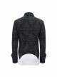 Black Palace Pattern Printing Zipper Sharp Corner Hem Fold-Over Cuff Gothic Shirt