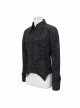 Black Palace Pattern Printing Zipper Sharp Corner Hem Fold-Over Cuff Gothic Shirt