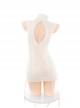 Elegant High Collar Hollow Exposed Chest Flowers Tassel Sides Adjustable Binding Bands Sweater Autumn Winter Sexy Lingerie