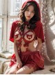 Halloween Little Red Riding Hood Hollow Exposed Chest Heart Devil Chest Stickers Slit Double Layer Hem Cosplay Sexy Lingerie Set