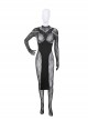 Castle Feast Black Exposed Breasts Shoulder Chain High Slits Cheongsam See-Through Rose Net Full Bodysuit Halloween Sexy Lingerie Set