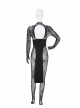 Castle Feast Black Exposed Breasts Shoulder Chain High Slits Cheongsam See-Through Rose Net Full Bodysuit Halloween Sexy Lingerie Set