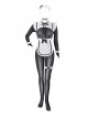 Private Maid Outfit Halloween Exposed Chest Exposed Hips Black Open Crotch See-Through Bodysuit White Apron Sexy Lingerie Set
