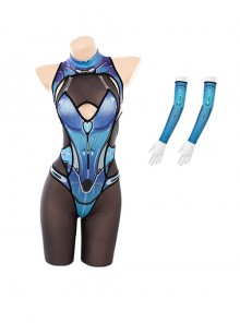 Mechanical Beauty Cyber ​​Future Print Halloween Backless Exposed Buttocks Open Crotch Bodysuit Sexy Lingerie Set