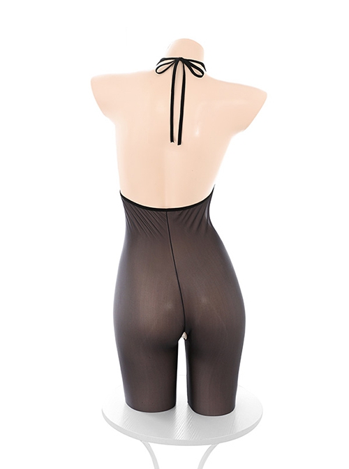 Mechanical Beauty Cyber ​​Future Print Halloween Backless Exposed Buttocks Open Crotch Bodysuit Sexy Lingerie Set