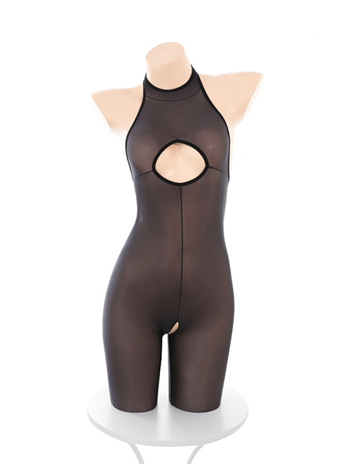 Mechanical Beauty Cyber ​​Future Print Halloween Backless Exposed Buttocks Open Crotch Bodysuit Sexy Lingerie Set
