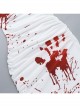 White Sexy One Shoulder Personalized Blood Stain Pattern Decorated Punk Style Short Sleeved Dress