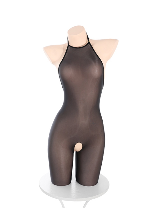 Star Oracle Astrologer Outfit Halloween Black Halter Neck See-Through Open Crotch Bodysuit Blue Velvet High Slit Skirt Sexy Lingerie Set