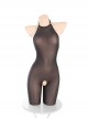 Star Oracle Astrologer Outfit Halloween Black Halter Neck See-Through Open Crotch Bodysuit Blue Velvet High Slit Skirt Sexy Lingerie Set