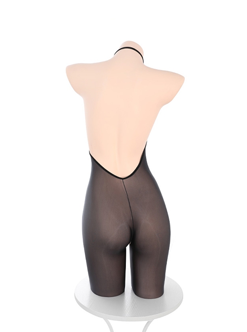 Star Oracle Astrologer Outfit Halloween Black Halter Neck See-Through Open Crotch Bodysuit Blue Velvet High Slit Skirt Sexy Lingerie Set