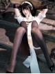 Dark Night Nun Hunting Love Halloween White Shoulder Top Covering Fabric Strips Black Backless Open Crotch Bodysuit Sexy Lingerie Set