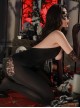 Night Castle Halloween Catwoman Deep V Halter Backless See-Through Lace Exposed Buttocks Zipper Open Crotch Black Bodysuit Sexy Lingerie Set