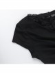 Slim Sexy Black Lace Splicing Off Shoulder Sway Collar Gothic Style Dark Short Sleeves Top